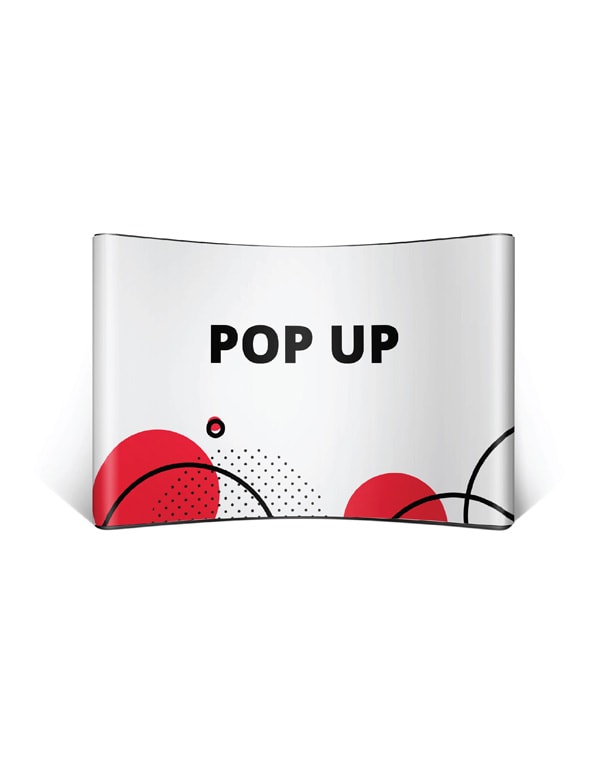 Рекламный стенд PopUp изогнутой формы с печатью